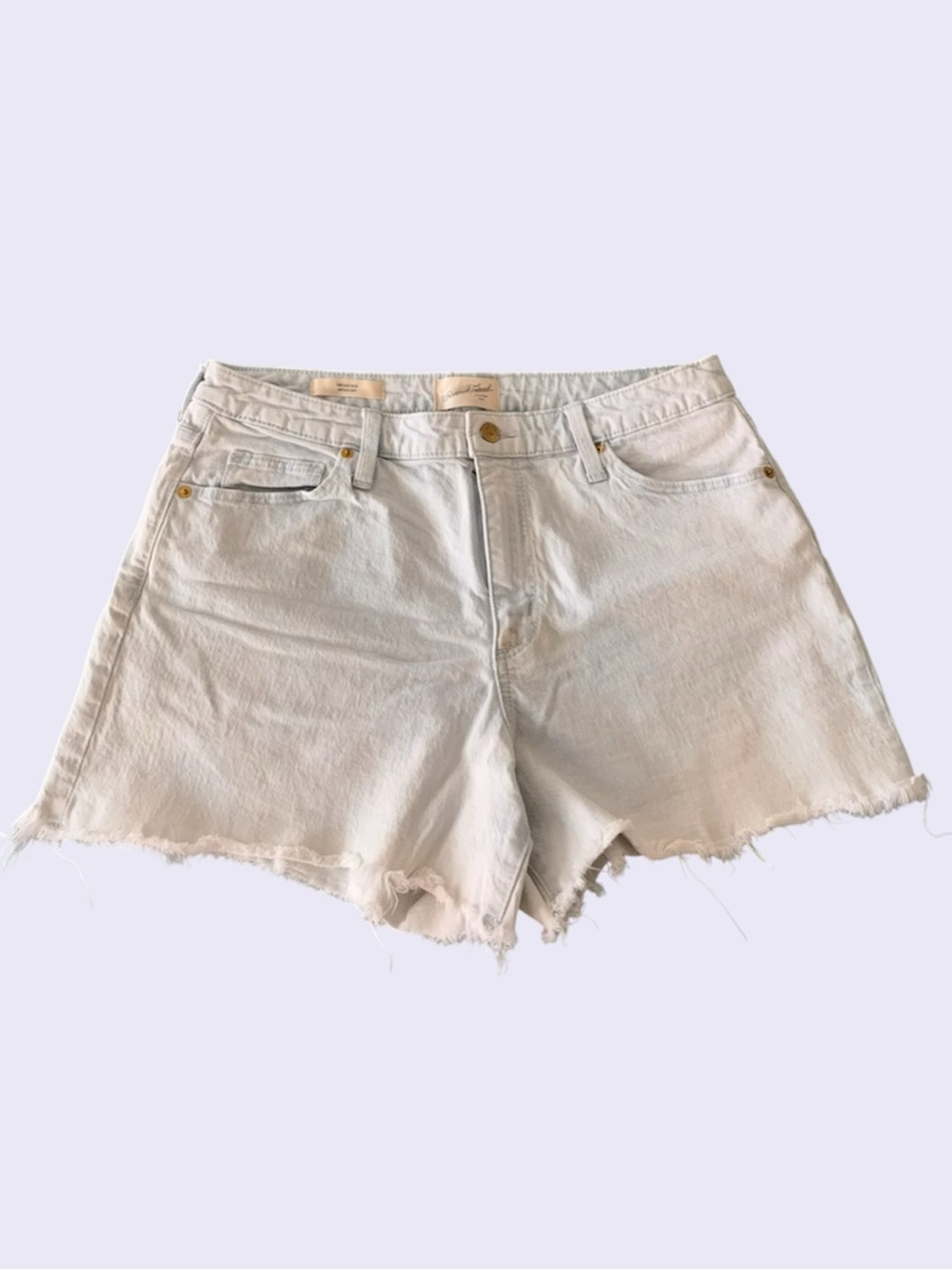 Universal Thread Vintage Midi Jean Shorts Light Wash Raw Hem Size 12 / 31R - Picture 3 of 6